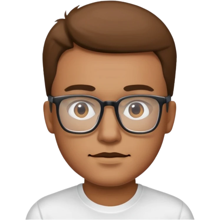 a man, wearing white t-shirt and square glasses emoji