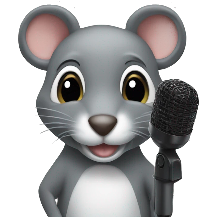 grayRat with huge microphone emoji