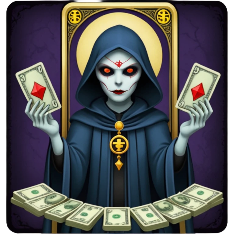 Evil tarot card with money emoji