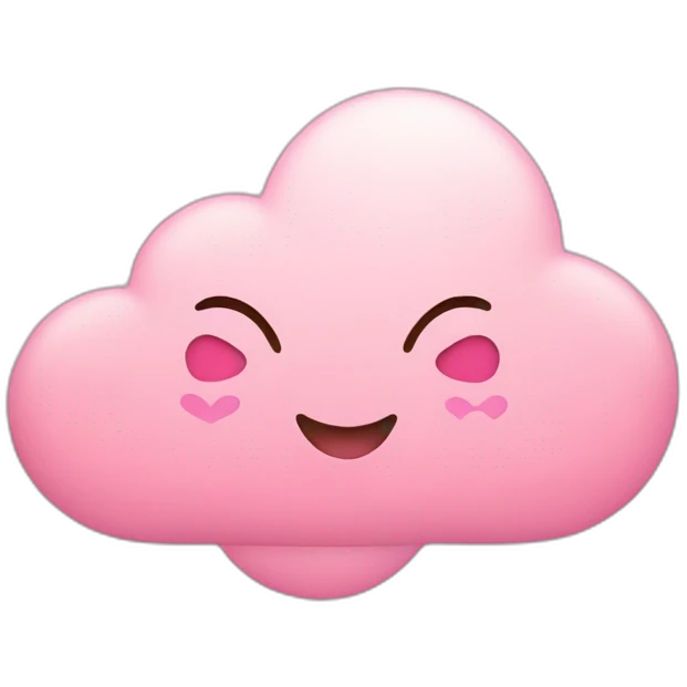 Pink cloud with lots of hearts and happy face emoji