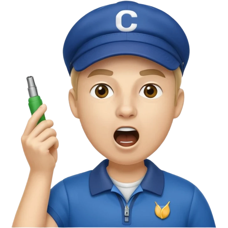 A coach with a cap and whistle, shouting instructions energetically. emoji