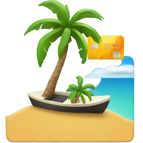 credit card with tropical island design emoji