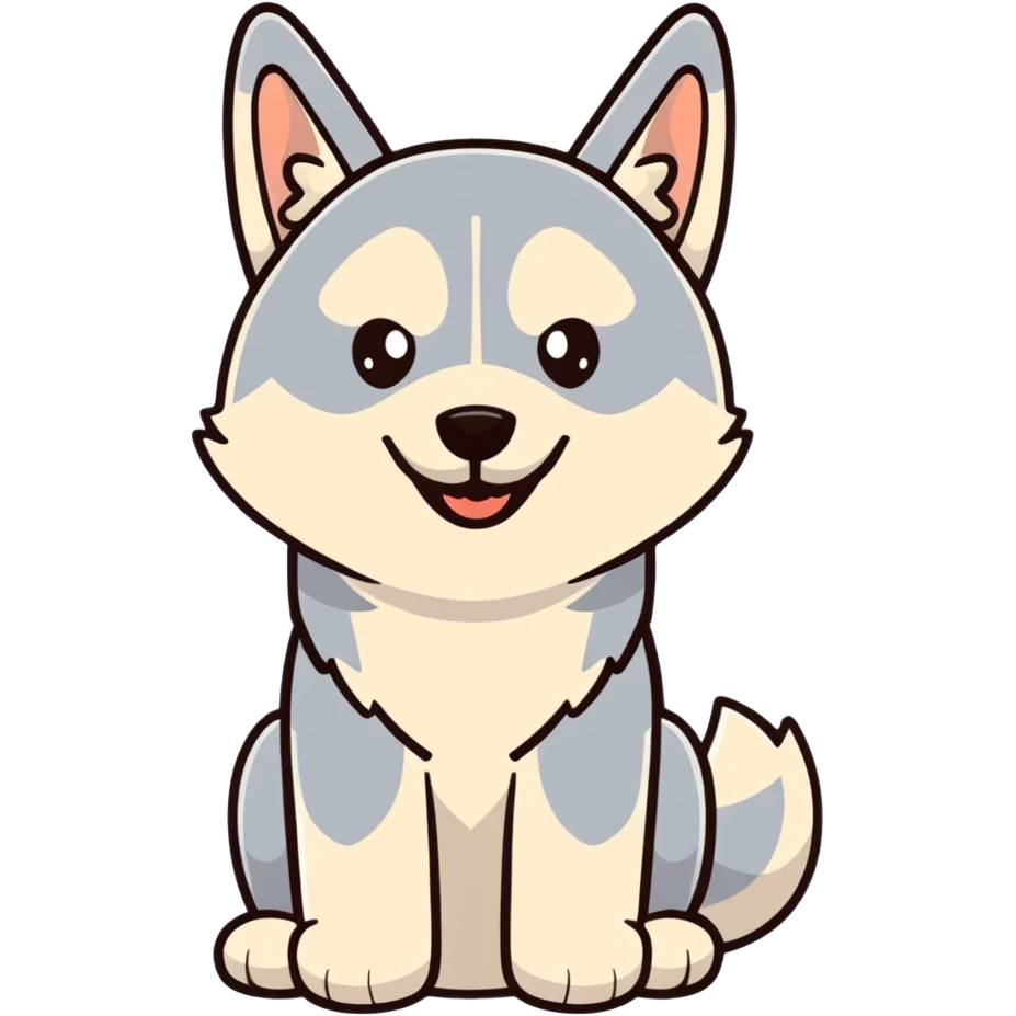 happy light cinnamon colored husky dog, pale tan emoji