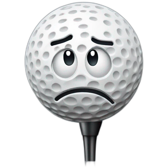 Sad Golf Emoji  Description A golf ball looking downhearted, perhaps sitting on a bunker with a droopy face and a tilted golf club. emoji