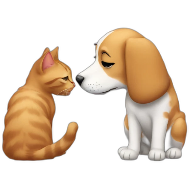 a cat kissing a dog emoji