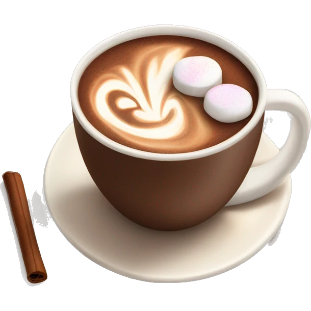 luxurious hot cocoa with latte art and marshmallows  emoji