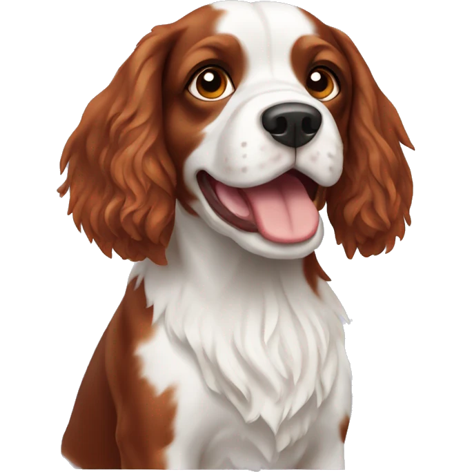 Red and white french britanny spaniel dog emoji