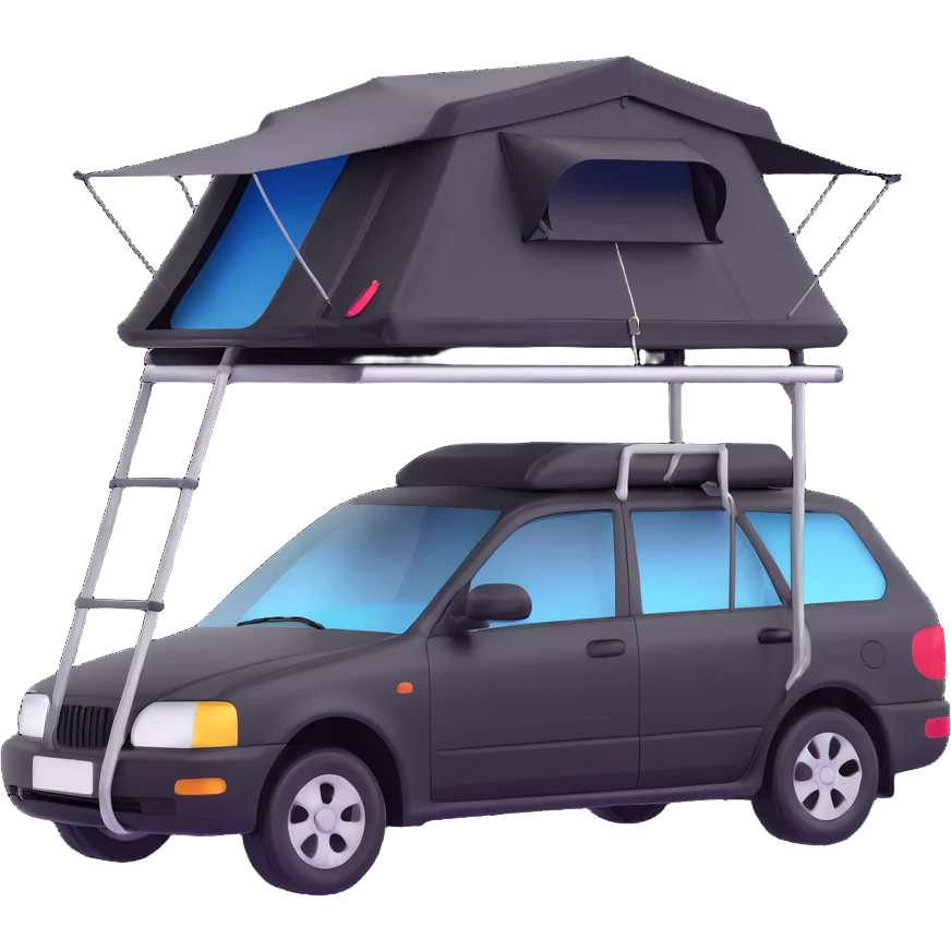 black car with roof tent emoji
