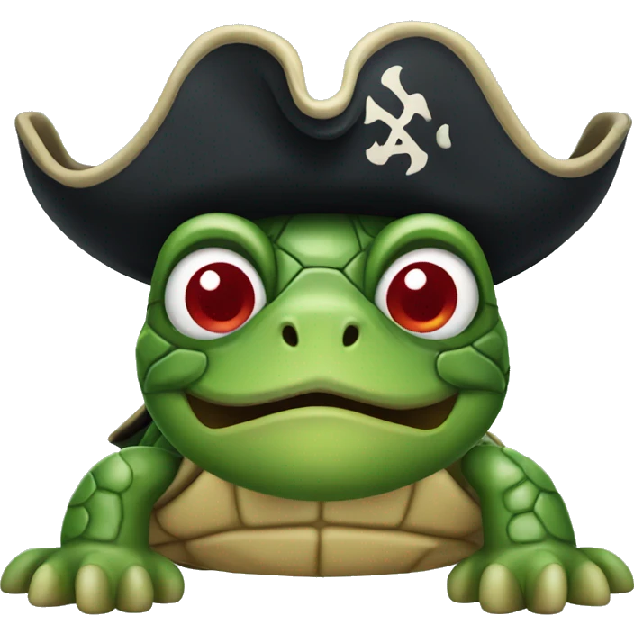 Pirate Turtle with red spots behind its eyes emoji