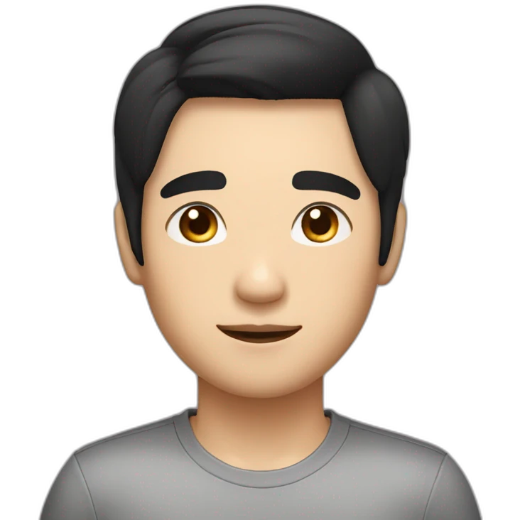 asian man with jet black hair sparkling eyes and rosy cheeks emoji