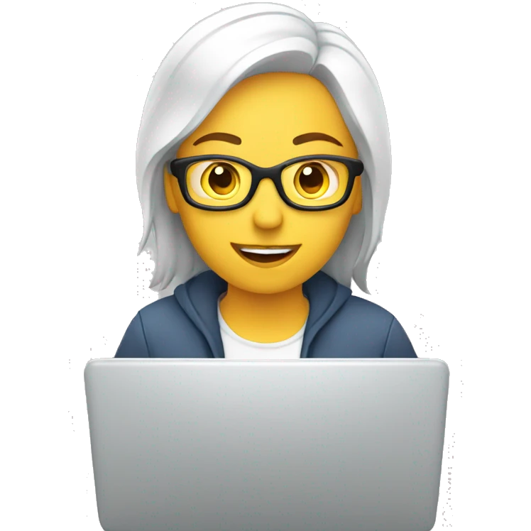 white Video editor working on laptop emoji
