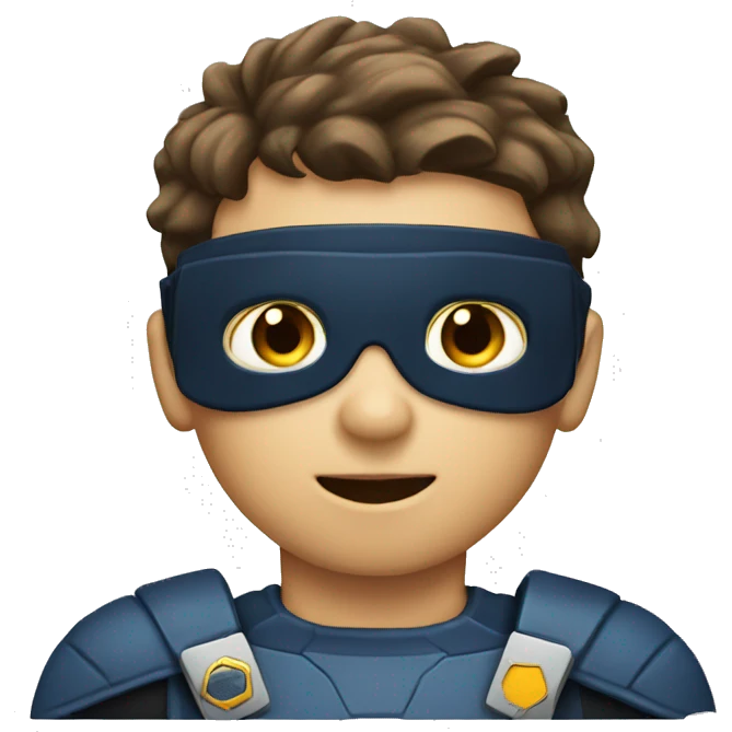 a boy that has a computer for a head and is wearing a superhero suit emoji