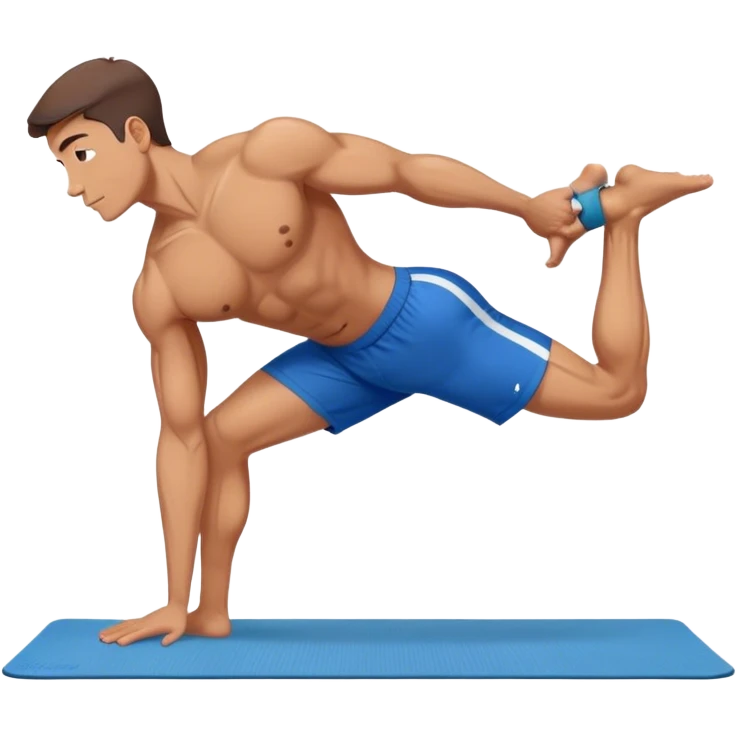 buff man blue shorts doing plank exercise on yoga mat emoji