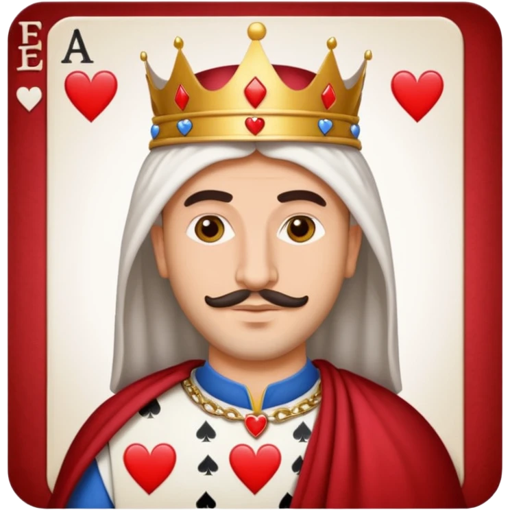 white arab man as king of hearts playing card, emoji style emoji