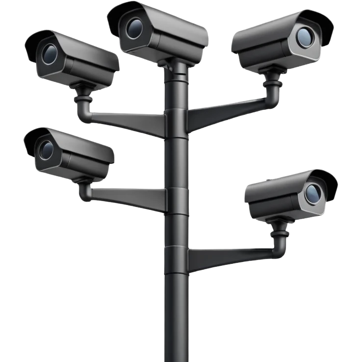 Multiple CCTV cameras on a pole in black  emoji