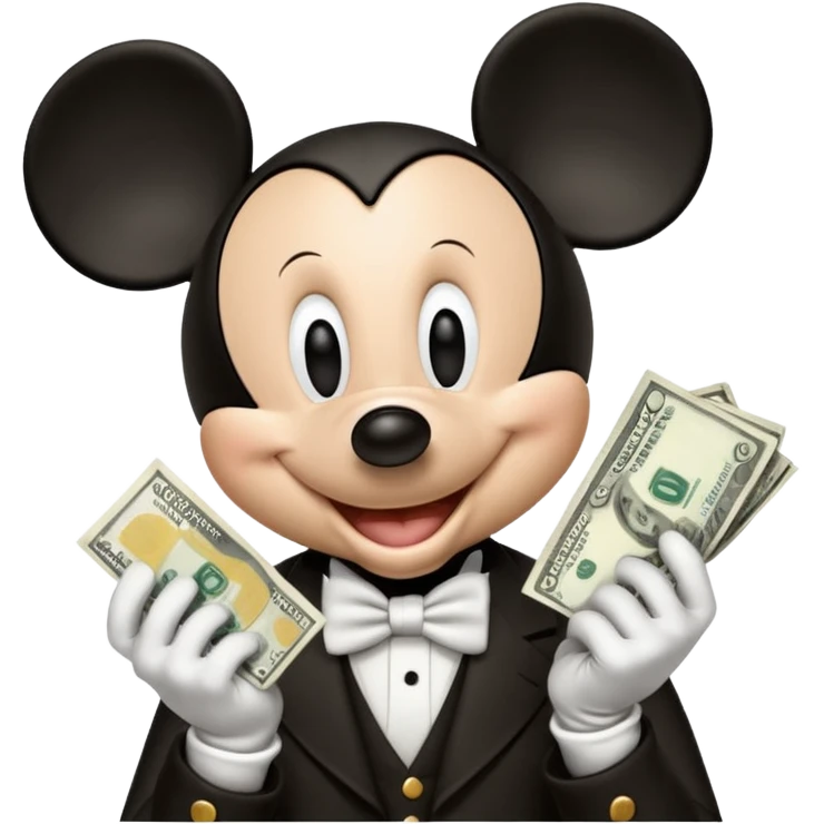 mickey mouse  with cash  emoji