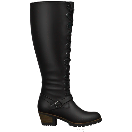 Black leather knee high boots Without a heel emoji