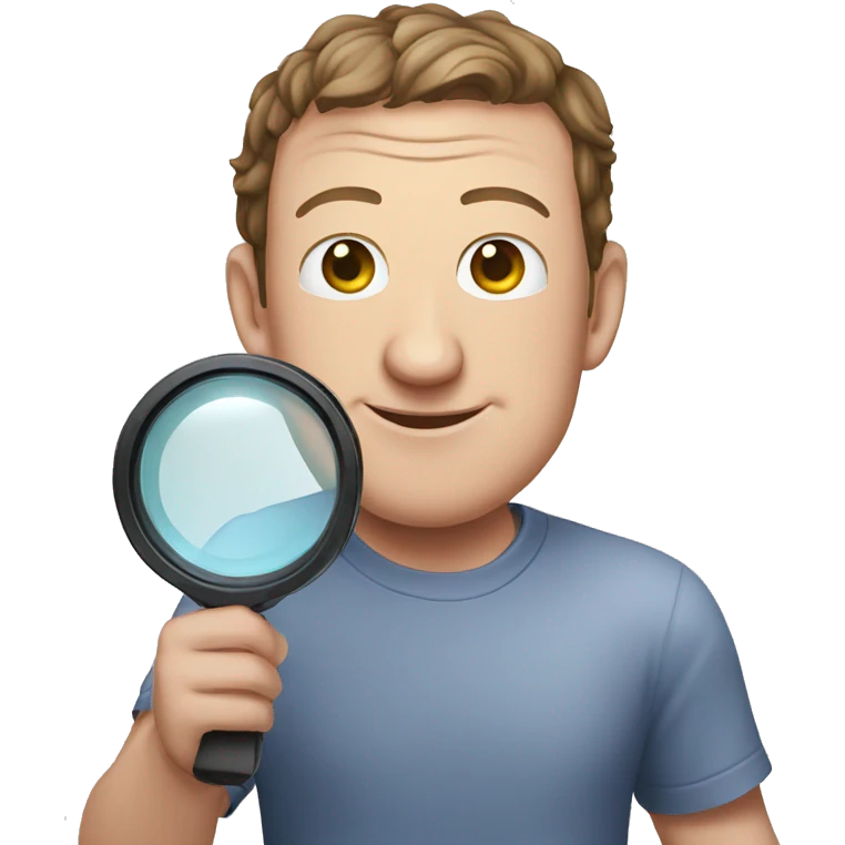 Mark zuckerberg holding magnifier emoji