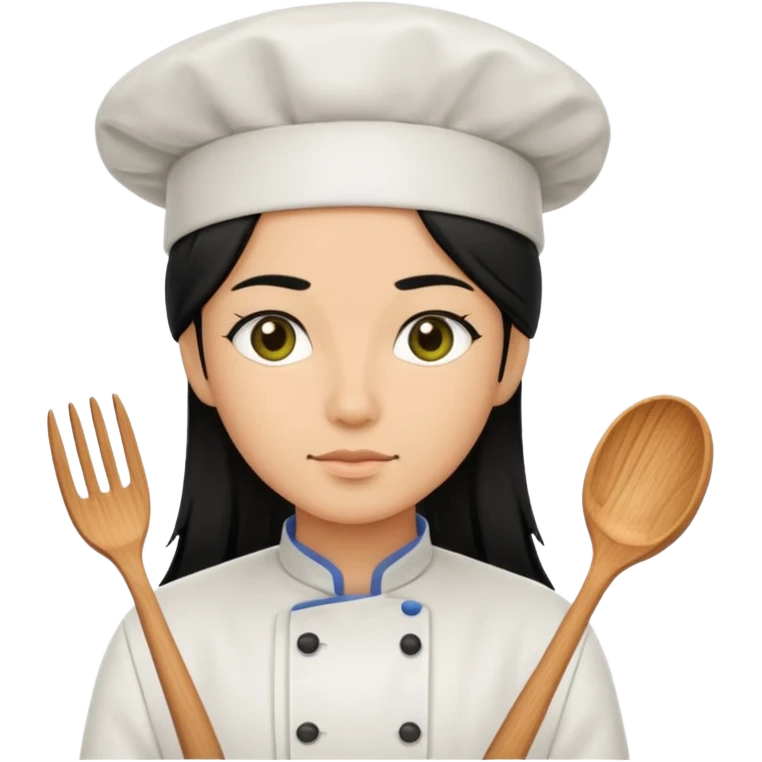 Chef pelinegra pelo largo y liso emoji