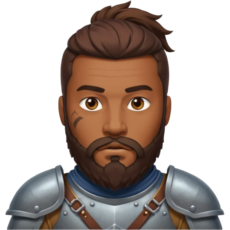 portrait of warrior man with brown skin, beard emoji