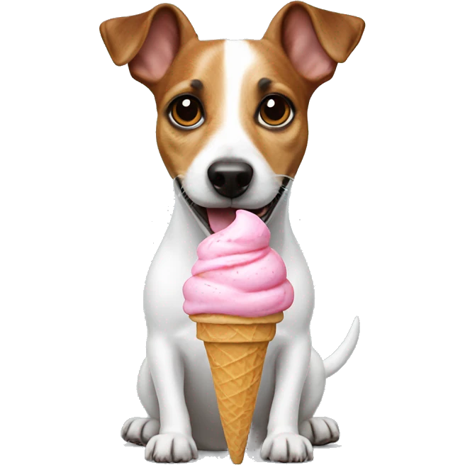 Jack Russel with ice cream emoji