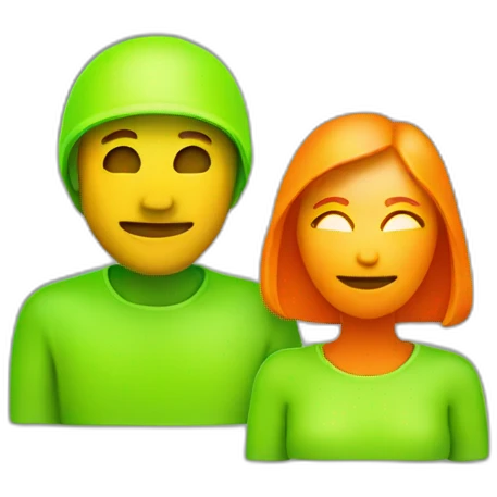 Orange Fluorescent woman and green Fluorescent man emoji