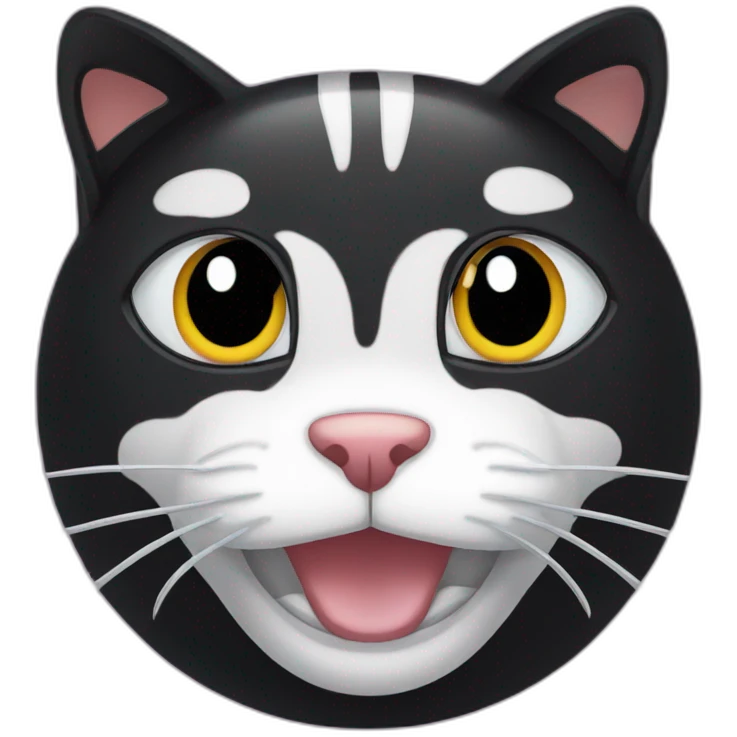 Black cat with a white stripe in the center of his face emoji