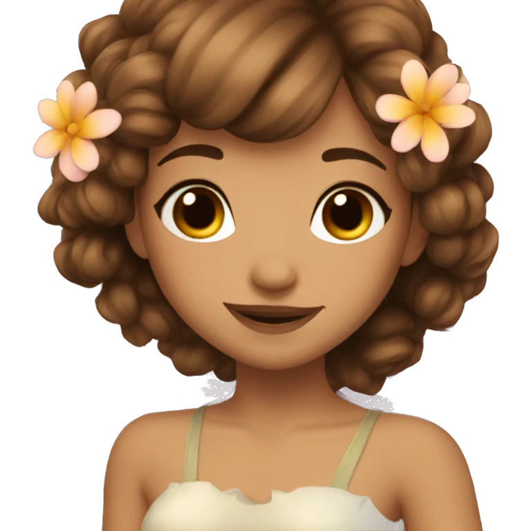 Beautiful fairy brown hair flowers emoji