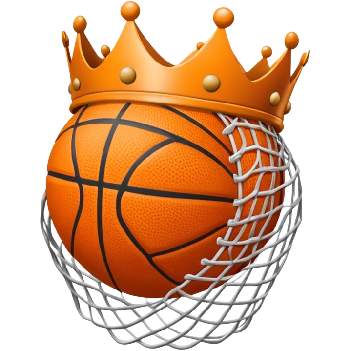 Basketball with net wrapping around it, like ball is wearing a net crown, iOS emoji style emoji