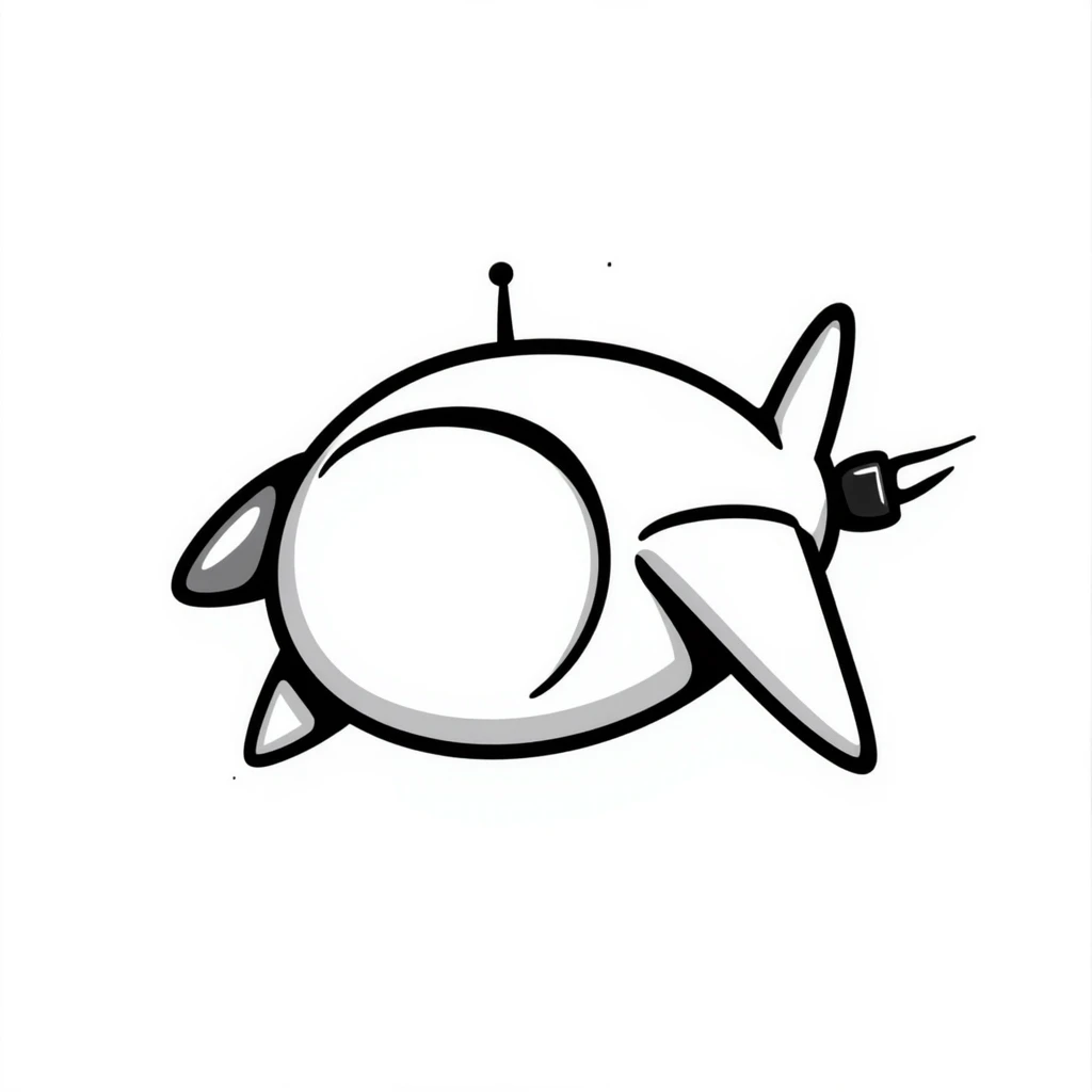 Hand-drawn spaceship with an oversized round middle section like a pregnant belly, small wings, and rocket engines emoji
