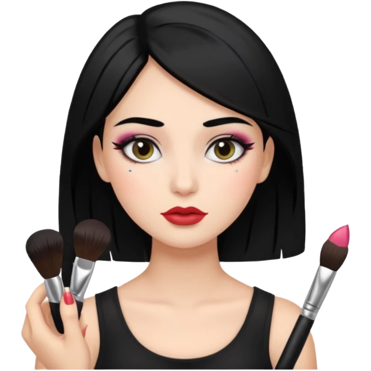 girl with black hair getting ready emoji