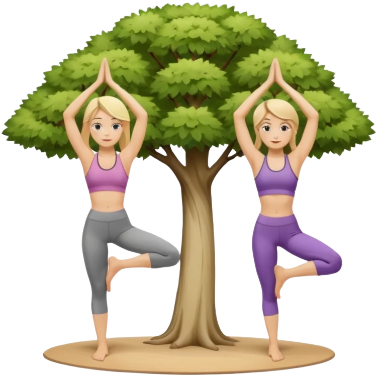 Two women doing yoga in tree pose no tree both blonde  emoji