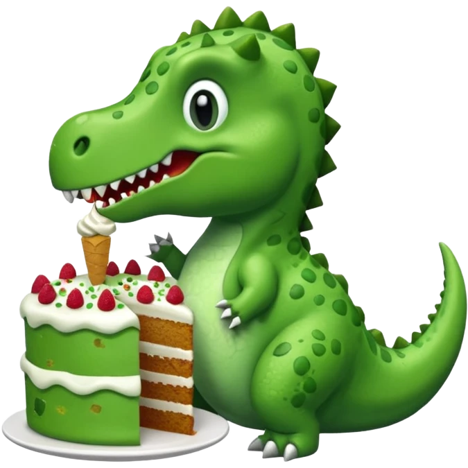 Dinosaur eat cake emoji