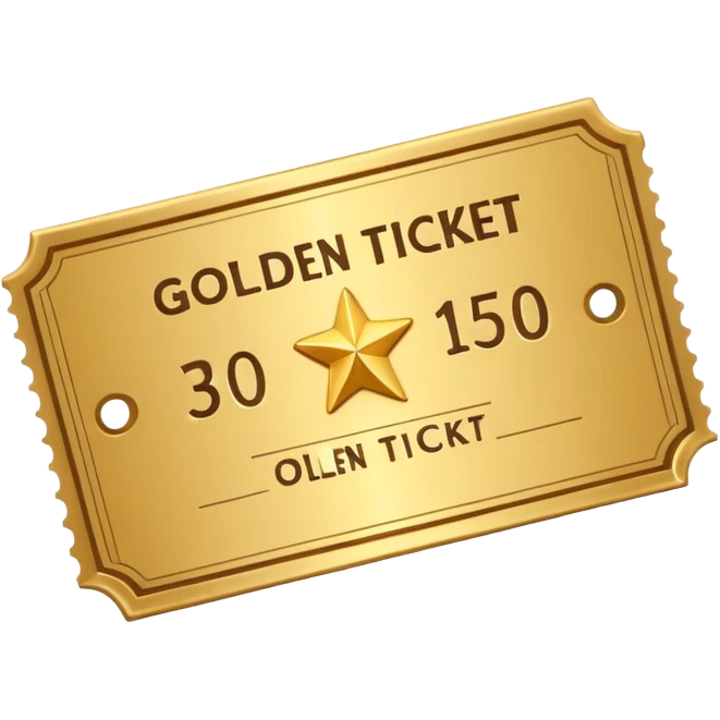 A cute 3D Stylized icon of Golden Ticket with a Star emoji