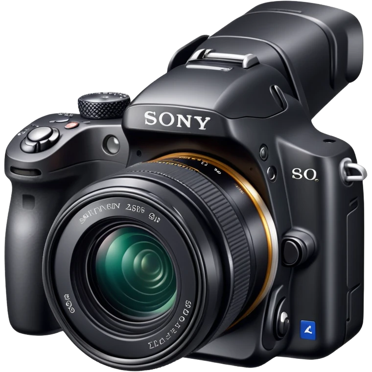 DSLR camera, Sony Alpha DSLR-A230, professional black camera with lens emoji