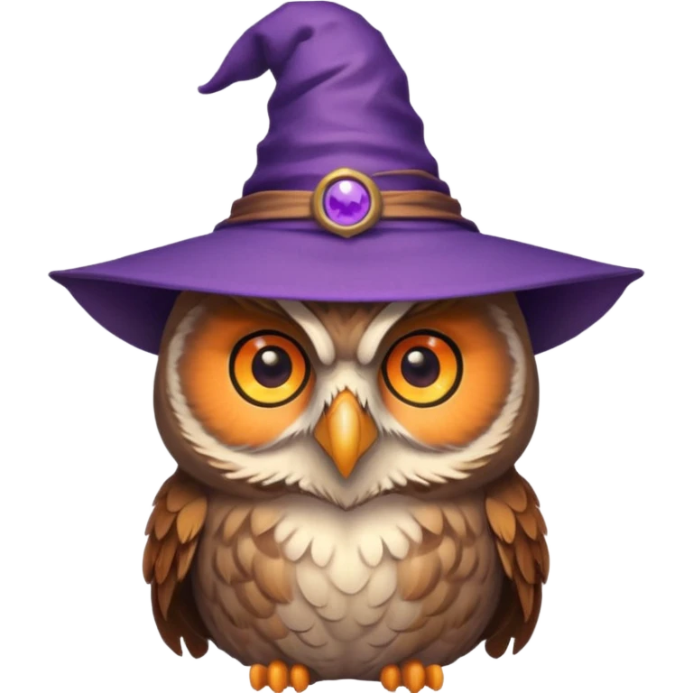 owl wear purple wicth hat emoji