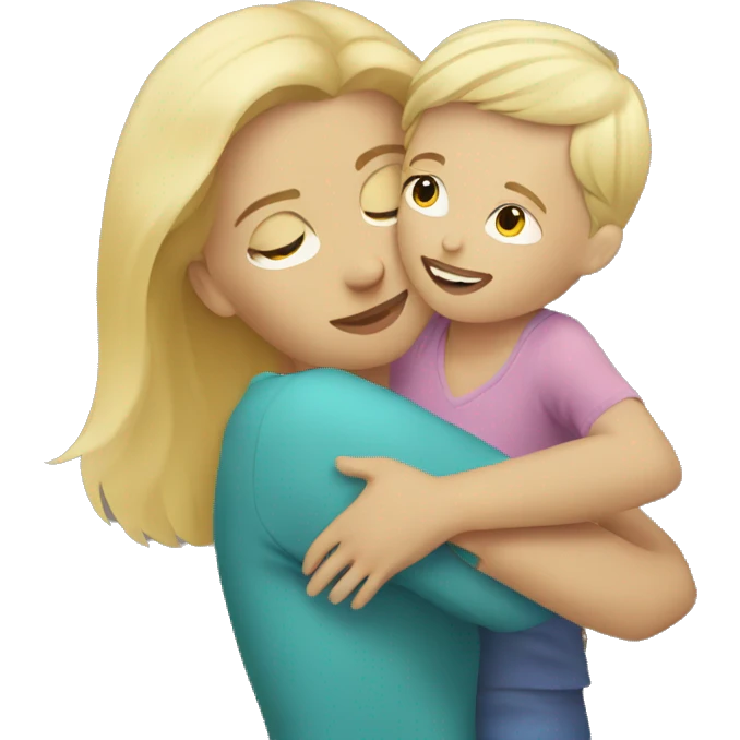 blonde woman hugging child emoji