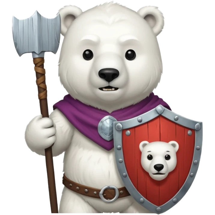 Polar Bear viking hold shield emoji