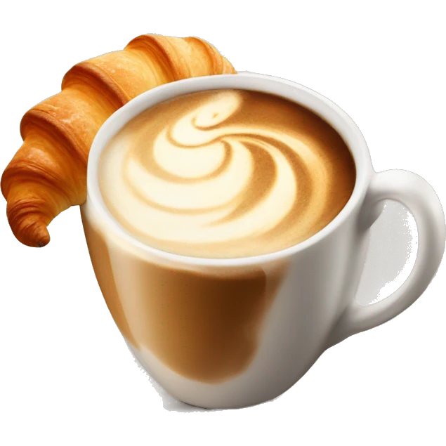 Cup of cappuccino with croissant emoji