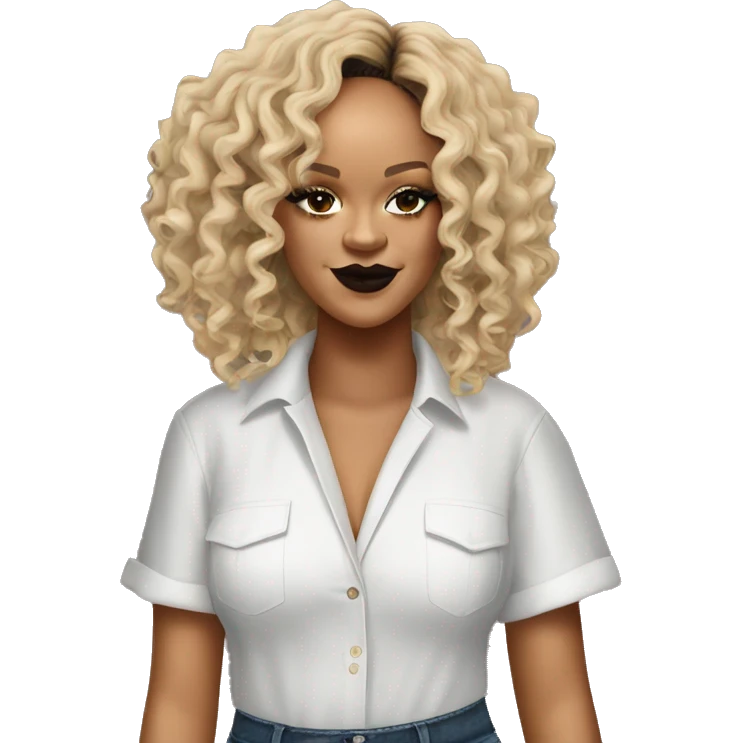 Create Rihanna with abun with curly hair  emoji