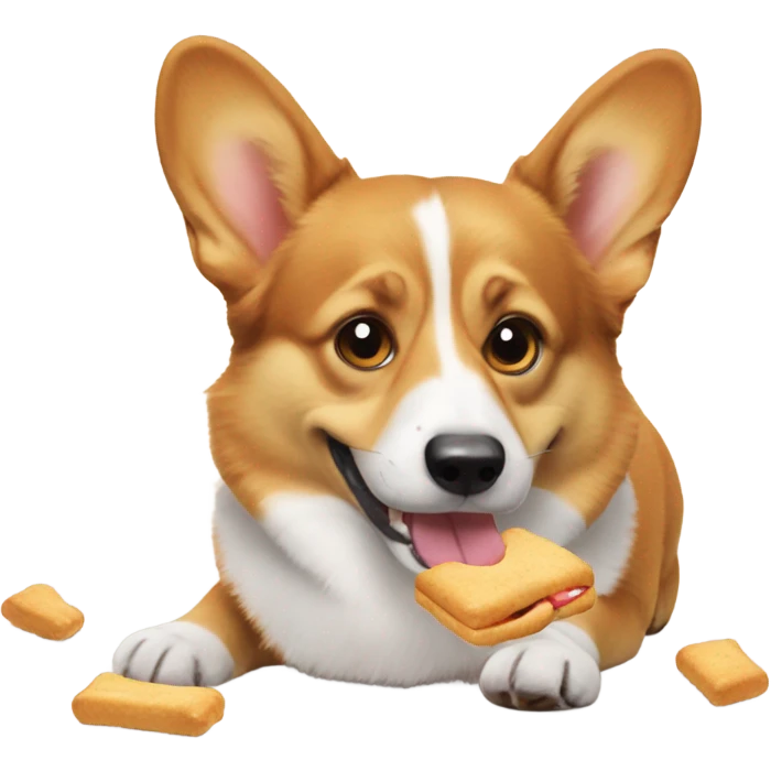 Corgi eating treats emoji