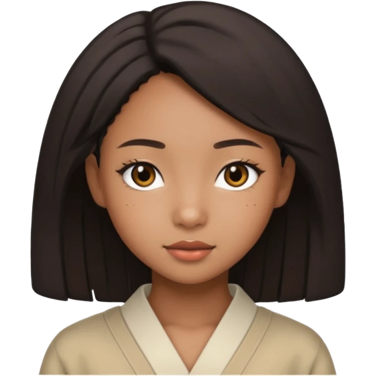 une image d'une fille métisse afro japonaise très belle de 20 ans  emoji