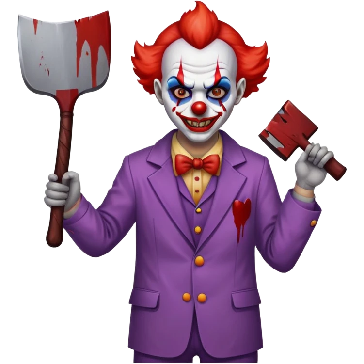 demonic clown wearing a leisure suit with accessories emoji