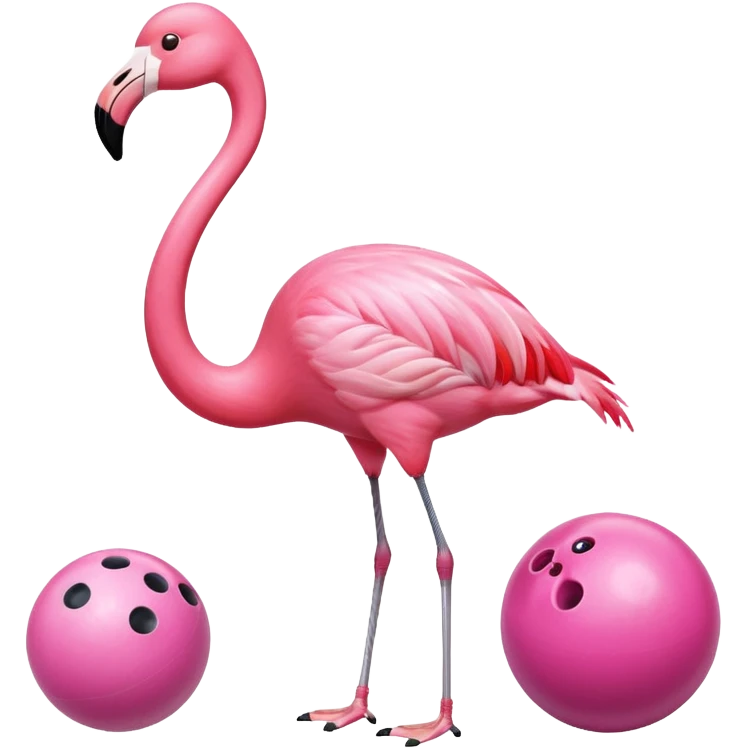 Flamingo playing bowling  emoji