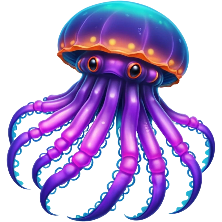 Neon glowing jellyfish-crab-squi emoji