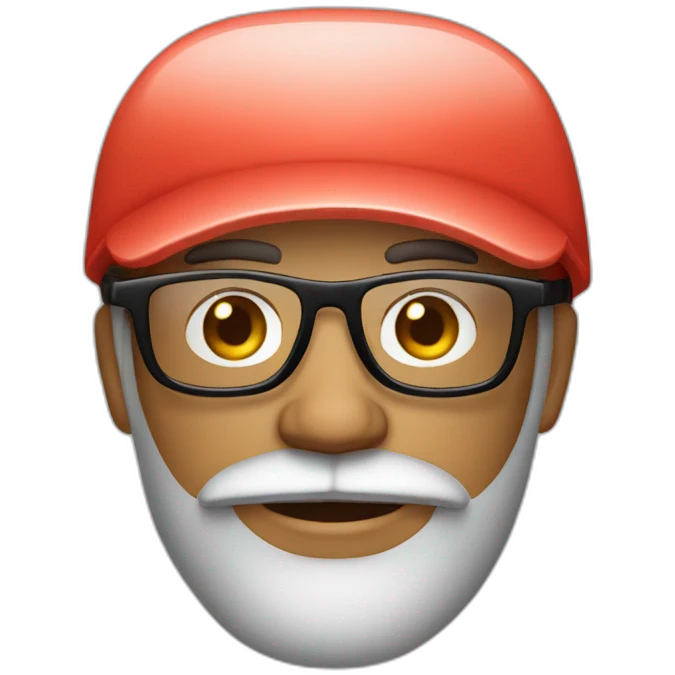 bearded portuguese designer with glasses and a light red cap emoji