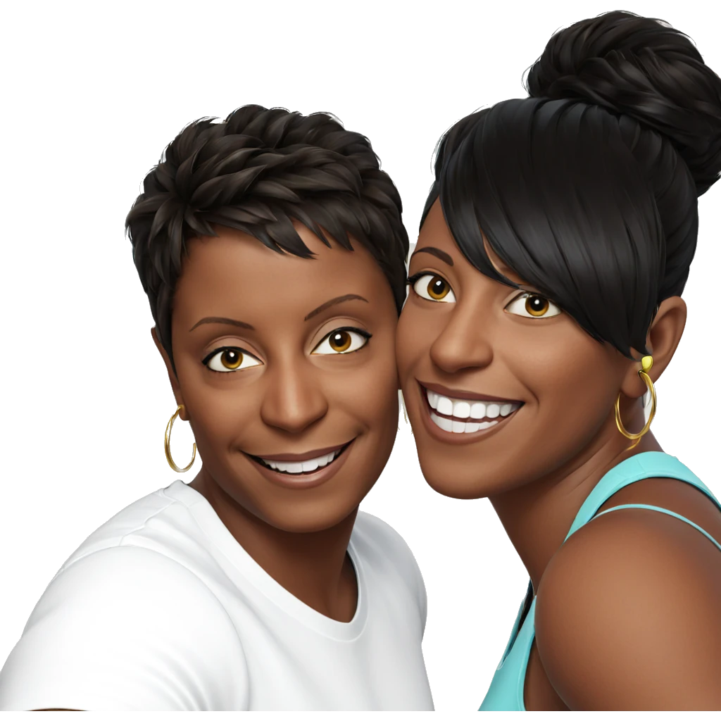 smiling couple with hoop earrings emoji