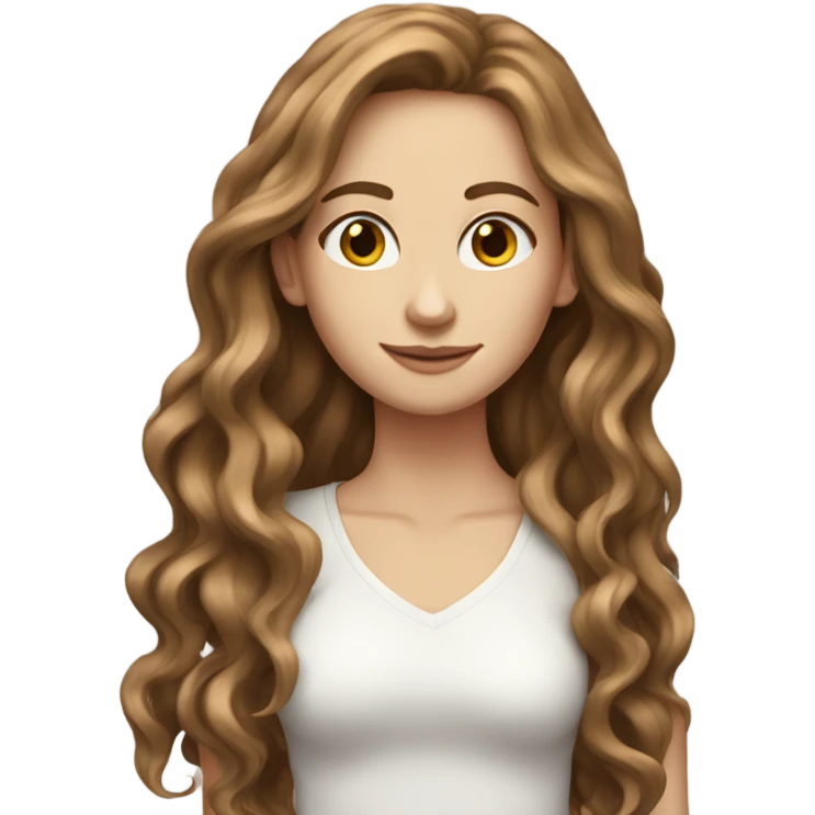 Skinny white girl with long brown wavy hair emoji