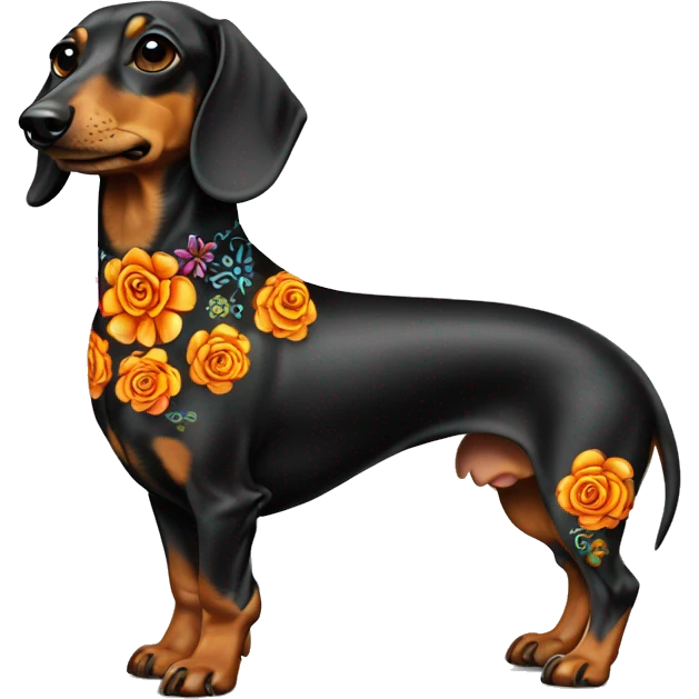 Dia De Los Muertos full body sugar skull dachshund emoji