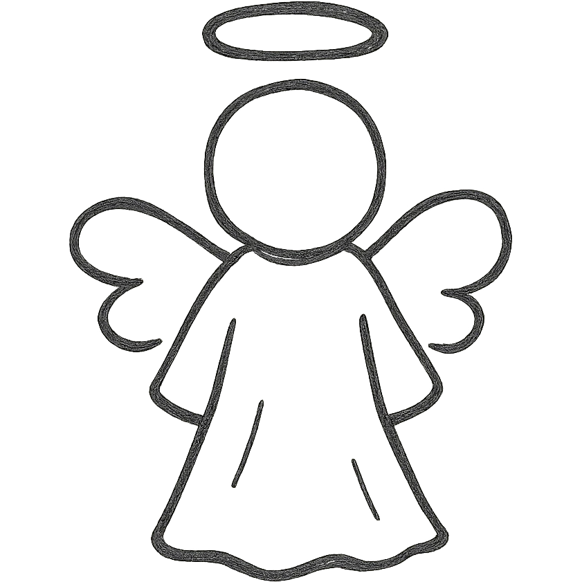 hand-drawn outlined angel icon emoji